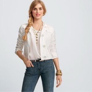 CABI 333 ‘Topside Topper’ 100% Linen White Jacket Women’s Size Medium
